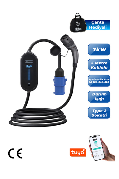 Hims HCTK-7 7kW Ev Tipi Taşınabilir Elektrikli Araç Şarj Cihazı